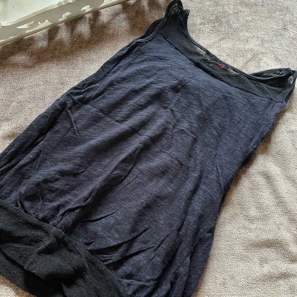 LUX Black Boat Neck Tank Top with Lace - XS - Picture 6 of 7